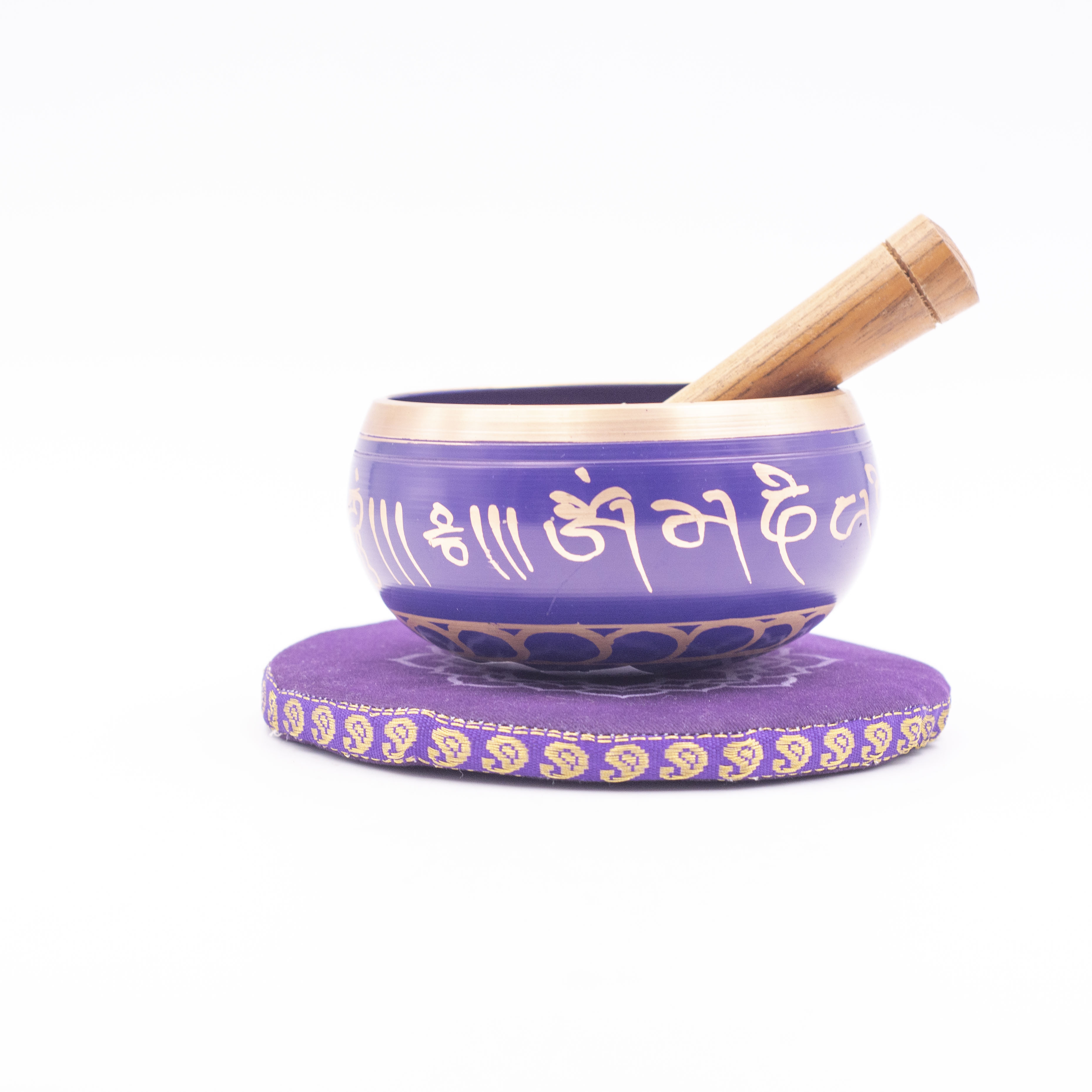 Cuenco tibetano lila tallado